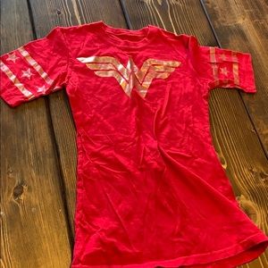 Wonder Woman red and gold print shirt